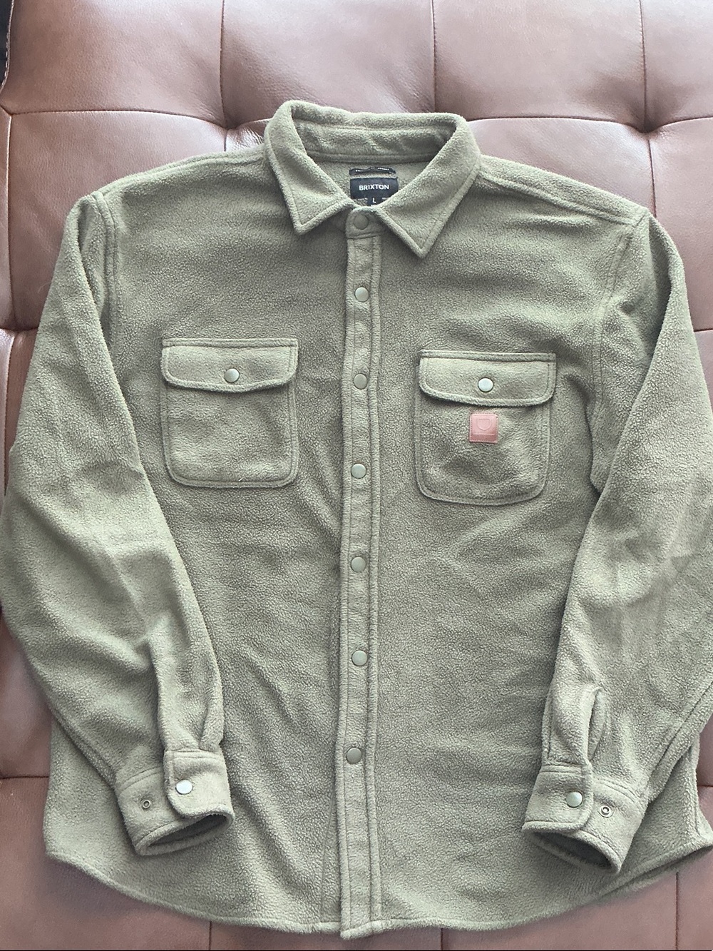 Brixton Bowery Fleece Shirt Jacket Olive Green